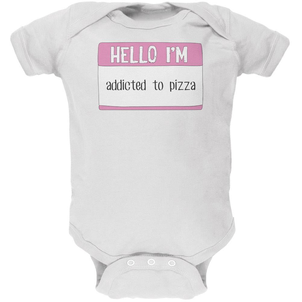 Halloween Hello I'm Addicted to Pizza Soft Baby One Piece Baby One Piece Old Glory 12MO White