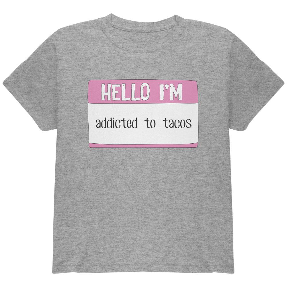 Halloween Hello I'm Addicted to Tacos Youth T Shirt Youth T-Shirts Old Glory LG Heather