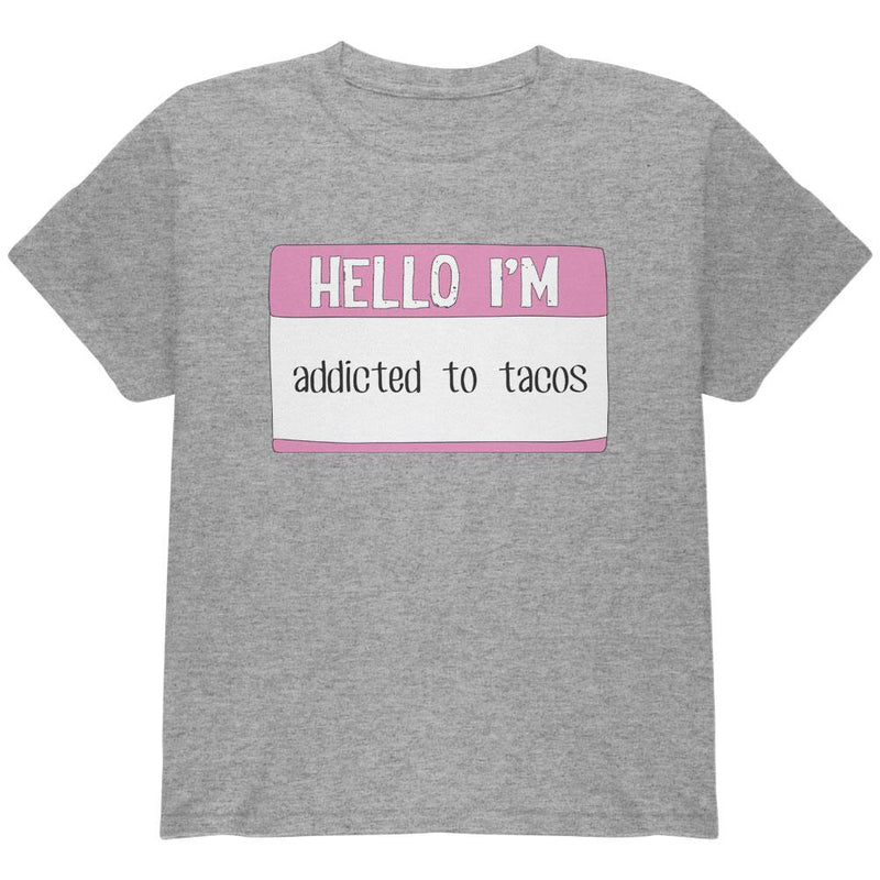 Halloween Hello I'm Addicted to Tacos Youth T Shirt Youth T-Shirts Old Glory LG Heather