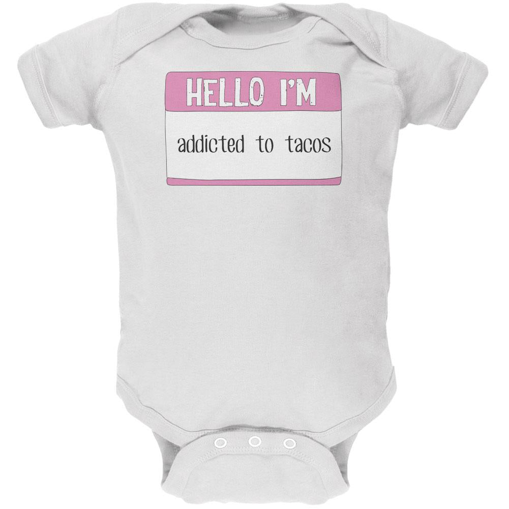 Halloween Hello I'm Addicted to Tacos Soft Baby One Piece Baby One Piece Old Glory 12MO White