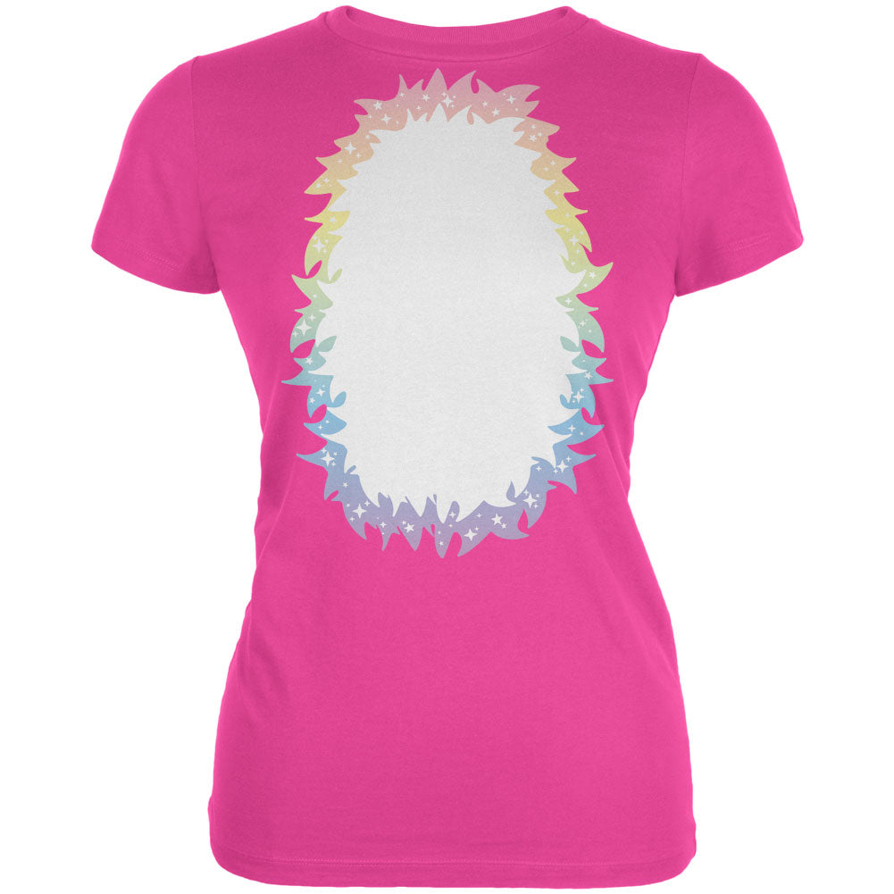 Halloween Unicorn Costume Rainbow Pony Juniors Soft T Shirt Juniors T-Shirts Old Glory 2XL Hot Pink