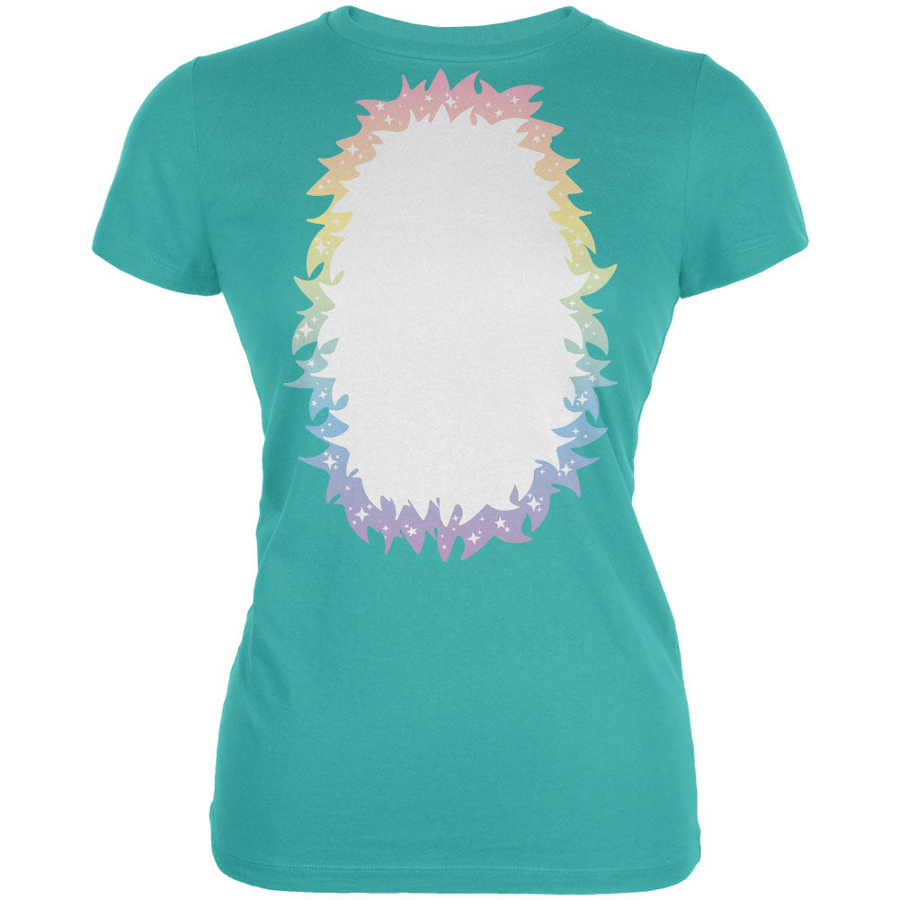 Halloween Unicorn Costume Rainbow Pony Juniors Soft T Shirt Juniors T-Shirts Old Glory LG Teal