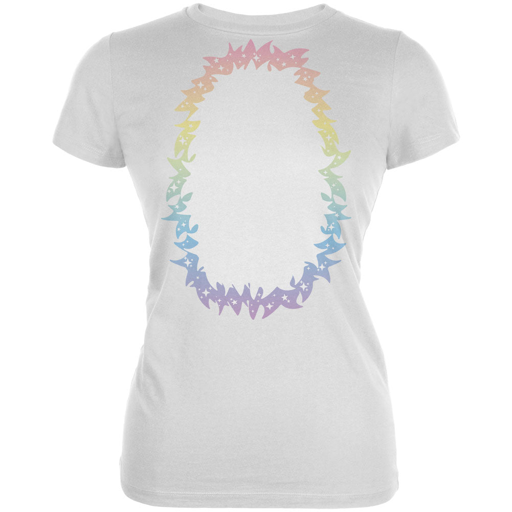 Halloween Unicorn Costume Rainbow Pony Juniors Soft T Shirt Juniors T-Shirts Old Glory 2XL White