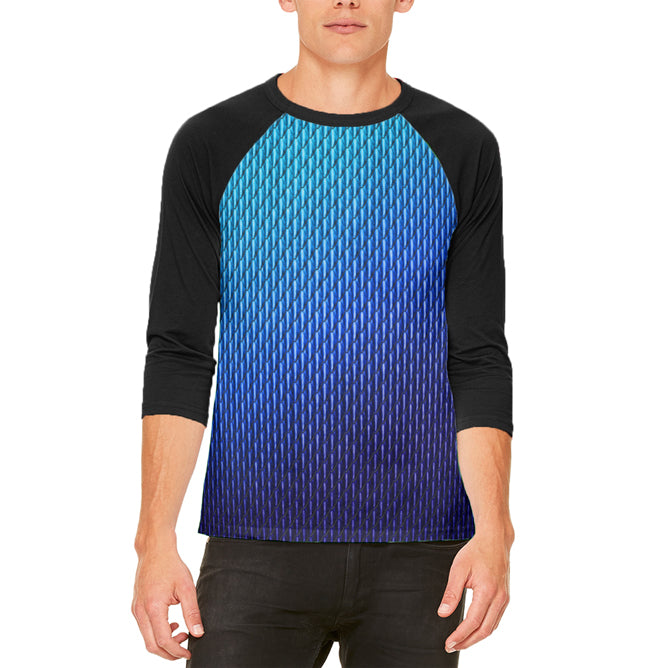 Halloween Blue Ice Dragon Scales Costume Mens Raglan T Shirt Men's T-Shirts Old Glory LG White-Black