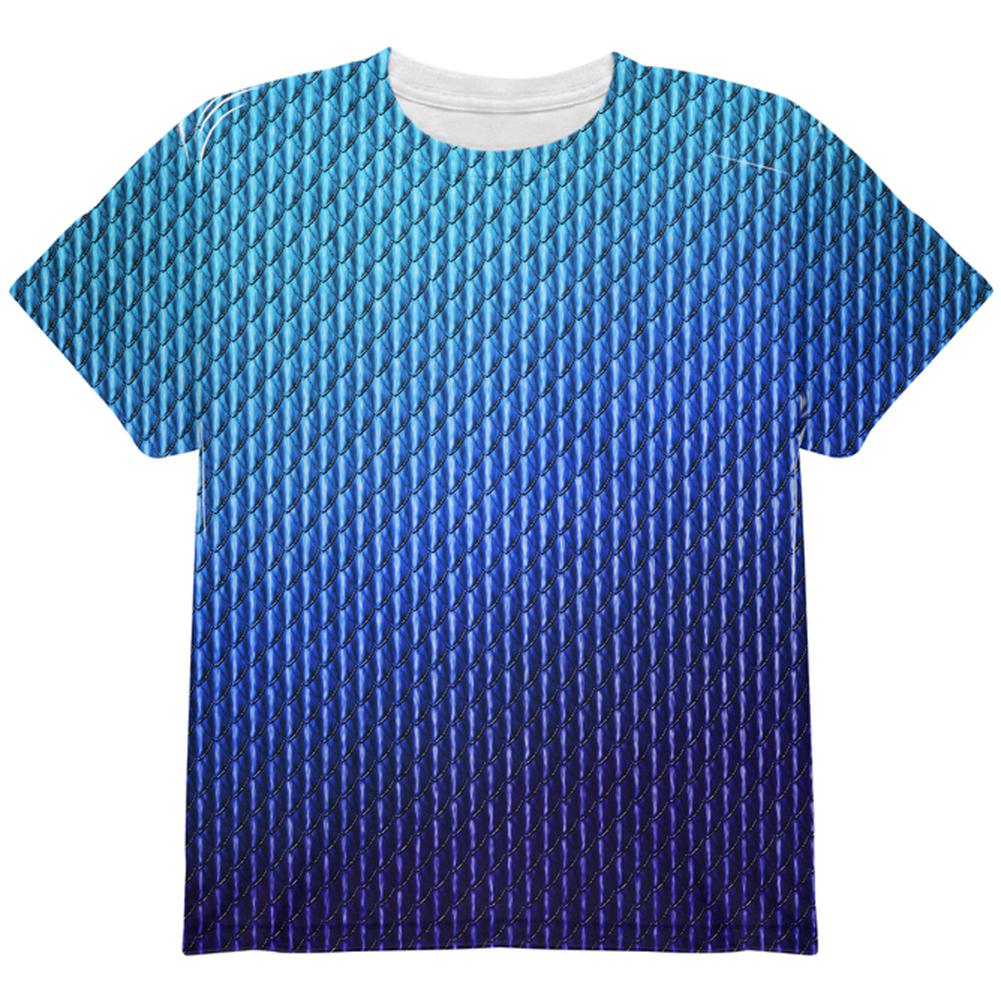 Halloween Blue Ice Dragon Scales Costume All Over Youth T Shirt Youth T-Shirts Old Glory YLG Multi