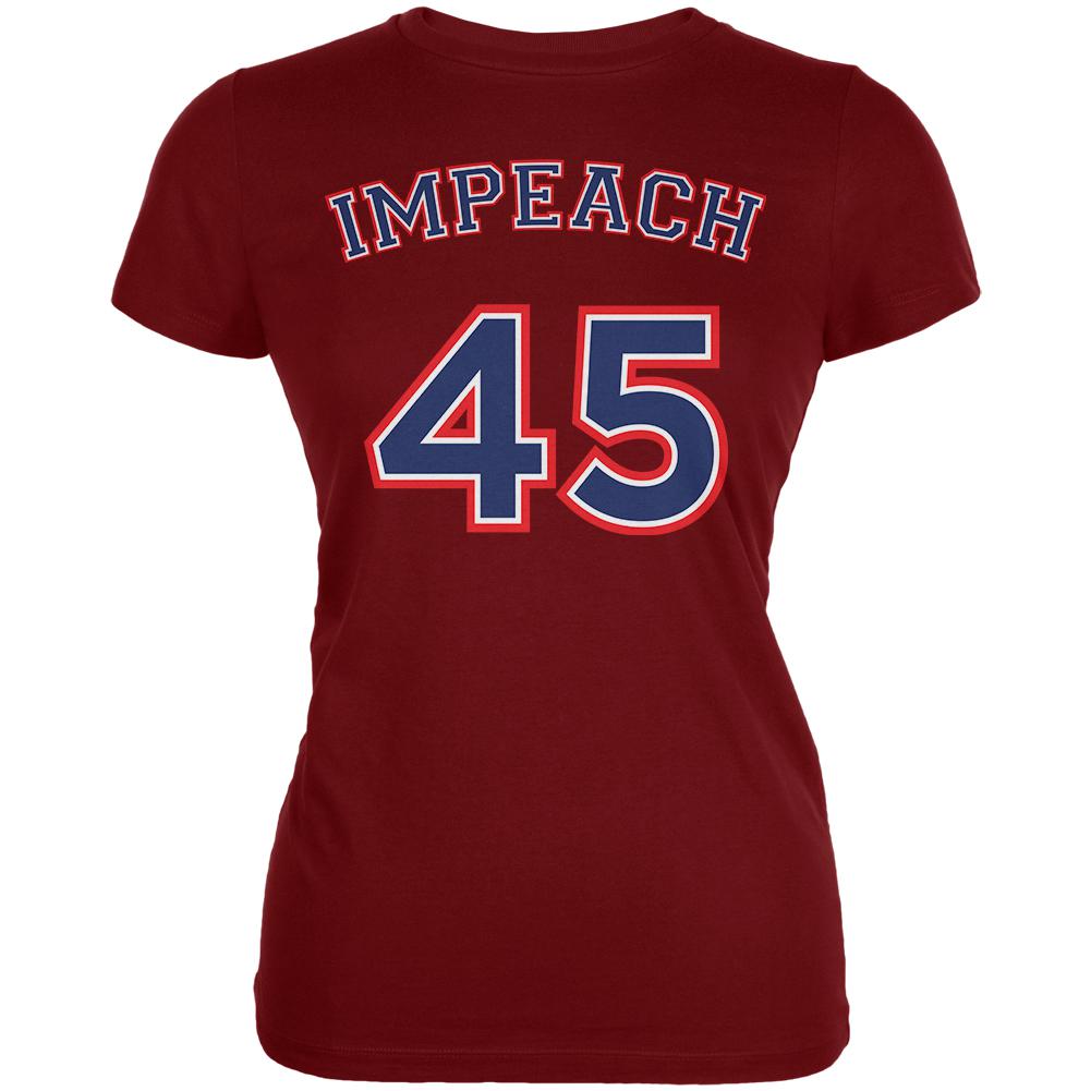 Impeach 45 45th President Donald Trump Juniors Soft T Shirt Juniors T-Shirts Old Glory SM Garnet Red