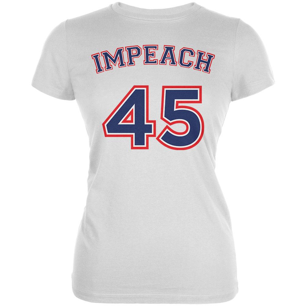 Impeach 45 45th President Donald Trump Juniors Soft T Shirt Juniors T-Shirts Old Glory XS White