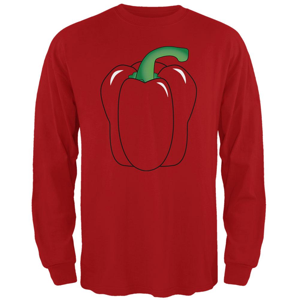 Halloween Fruit Vegetable Bell Pepper Costume Mens Long Sleeve T Shirt Men's Long Sleeves Old Glory 2XL Red