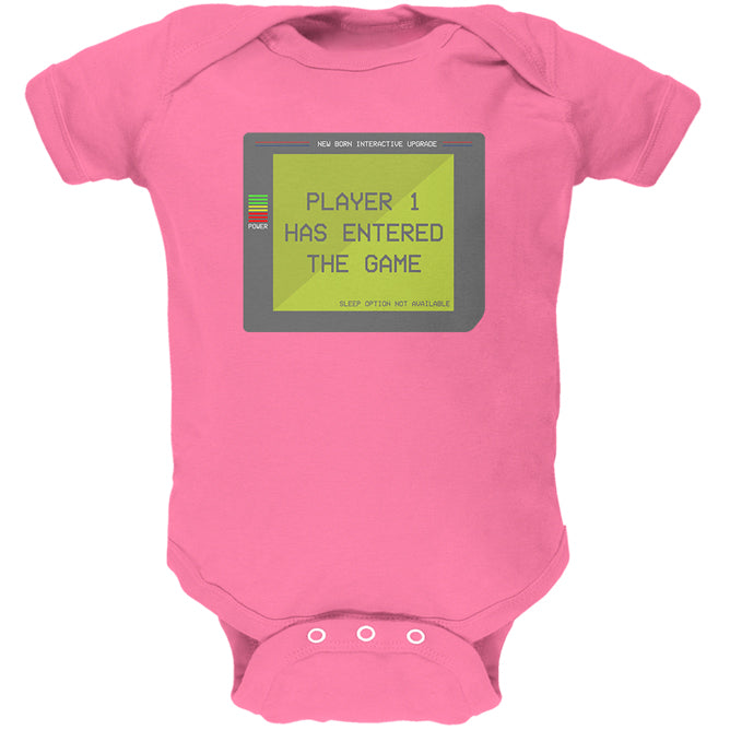 Halloween Player 1 One Costume New Born Gamer Funny Soft Baby One Piece Baby One Piece Old Glory 12M Raspberry