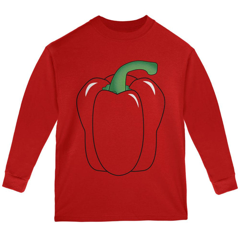 Halloween Fruit Vegetable Bell Pepper Costume Youth Long Sleeve T Shirt Youth Long Sleeves Old Glory LG Red
