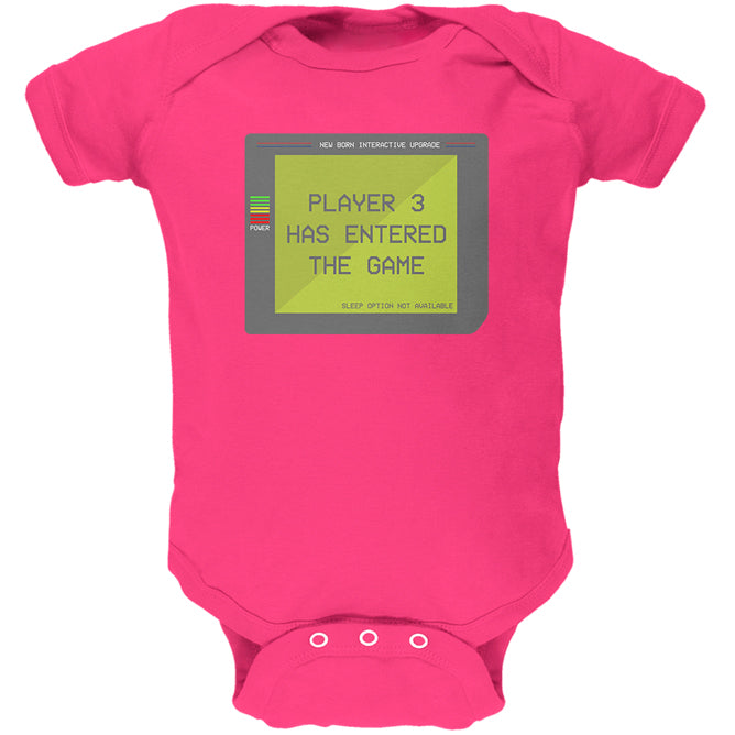 Halloween Player 3 Three Costume New Born Gamer Funny Soft Baby One Piece Baby One Piece Old Glory 12M Hot Pink