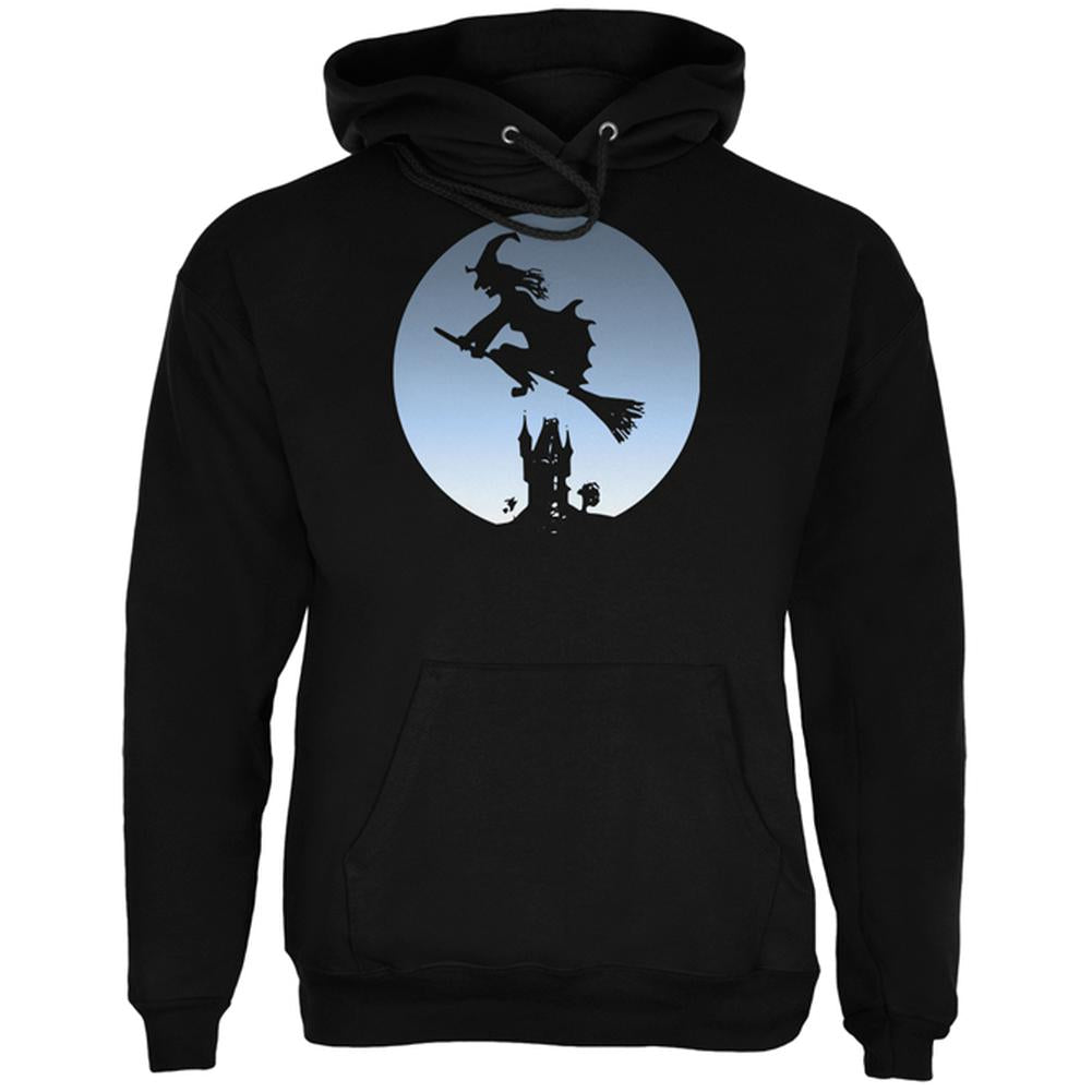 Halloween Witch Riding Broomstick Full Moon Mens Hoodie Men's Hoodies Old Glory 2XL Black