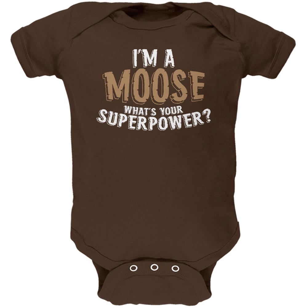 I'm A Moose What's Your Superpower Soft Baby One Piece Baby One Piece Old Glory 12-18M Brown