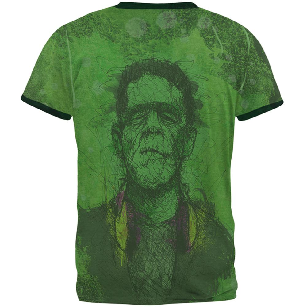 Halloween Frankenstein Raver Horror Movie Monster Mens Ringer T Shirt Men's T-Shirts Old Glory