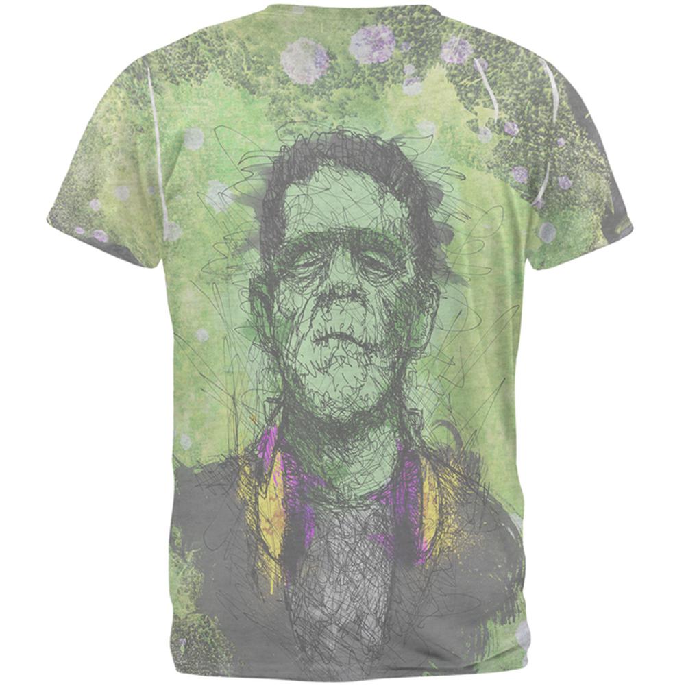 Halloween Frankenstein Raver Horror Movie Monster Mens Soft V-Neck T Shirt Men's T-Shirts Old Glory