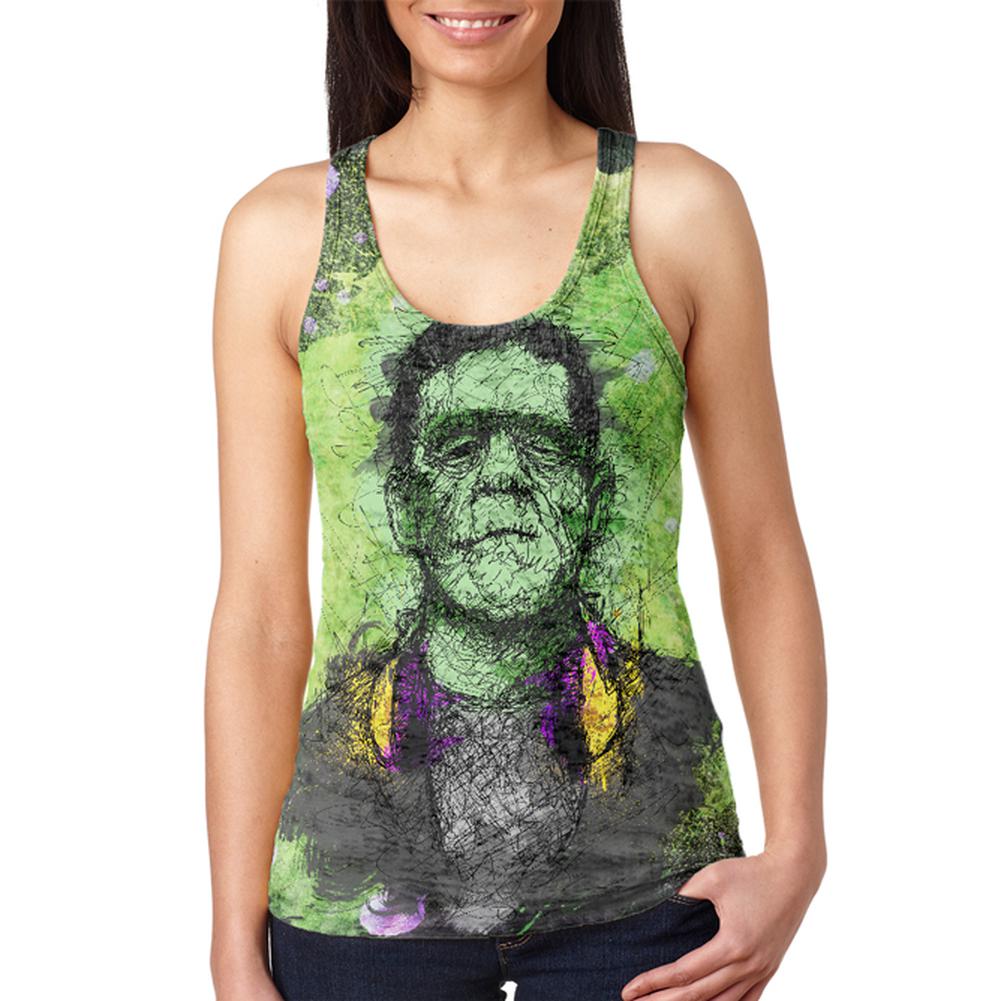 Halloween Frankenstein Raver Horror Movie Juniors Burnout Racerback Tank Top Juniors Tank Tops Old Glory 2XL Multi