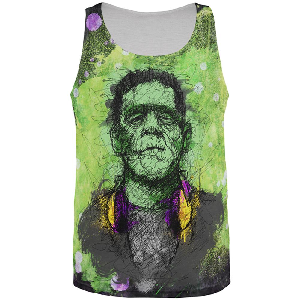 Halloween Frankenstein Raver Horror Movie Monster All Over Mens Tank Top Men's Tank Tops Old Glory 2XL Multi