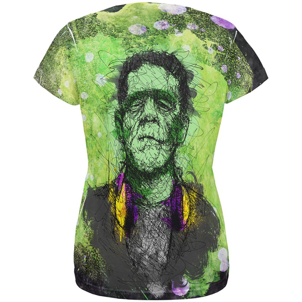 Halloween Frankenstein Raver Horror Movie Monster All Over Womens T Shirt Women's T-Shirts Old Glory
