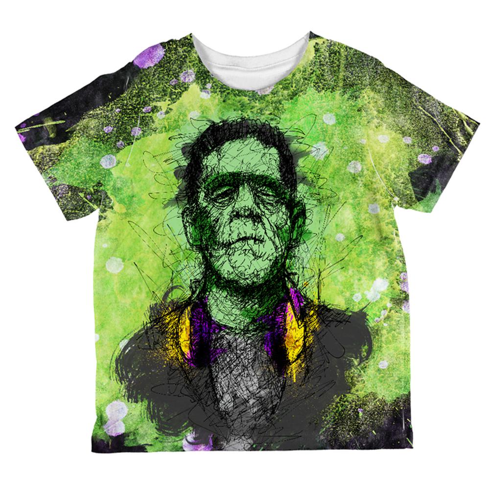 Halloween Frankenstein Raver Horror Movie Monster All Over Toddler T Shirt Toddler T-Shirts Old Glory 2T Multi