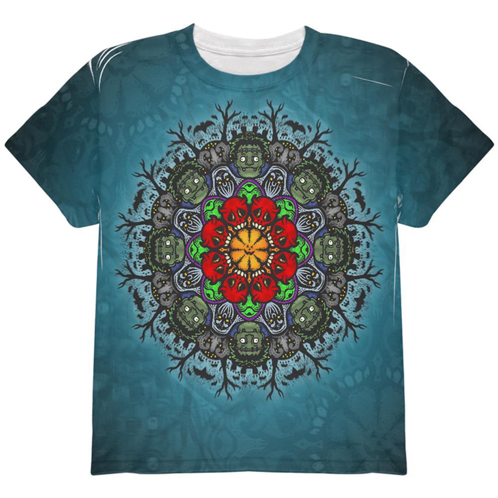 Halloween Classic Movie Monster Mandala All Over Youth T Shirt Youth T-Shirts Old Glory LG Multi