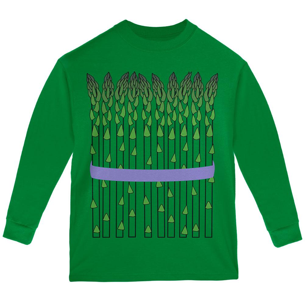 Halloween Vegetable Asparagus Costume Youth Long Sleeve T Shirt Youth Long Sleeves Old Glory LG Green