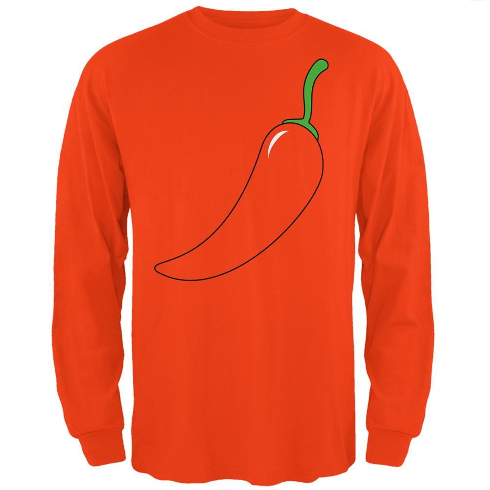 Halloween Chili Pepper Costume of Cinco de Mayo Mens Long Sleeve T Shirt Men's Long Sleeves Old Glory 2XL Orange