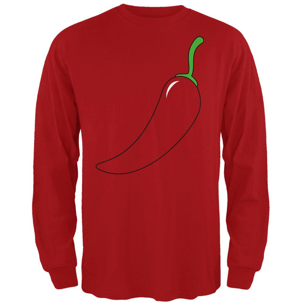 Halloween Chili Pepper Costume of Cinco de Mayo Mens Long Sleeve T Shirt Men's Long Sleeves Old Glory 2XL Red