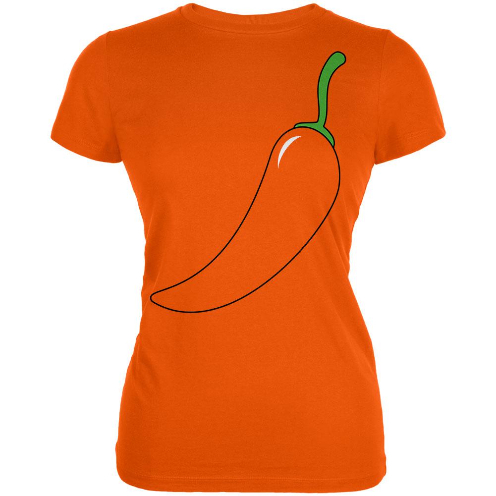 Halloween Chili Pepper Costume of Cinco de Mayo Juniors Soft T Shirt Juniors T-Shirts Old Glory 2XL Orange