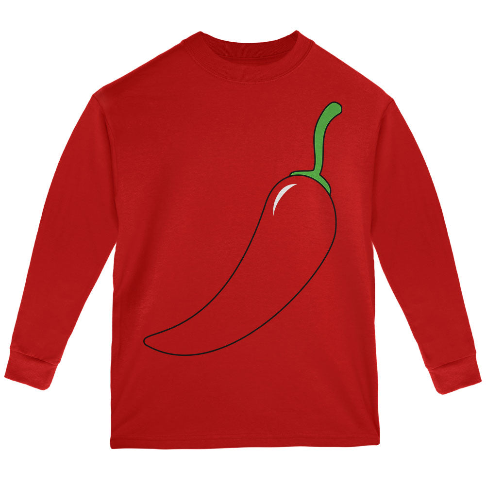 Halloween Chili Pepper Costume of Cinco de Mayo Youth Long Sleeve T Shirt Youth Long Sleeves Old Glory YLG Red