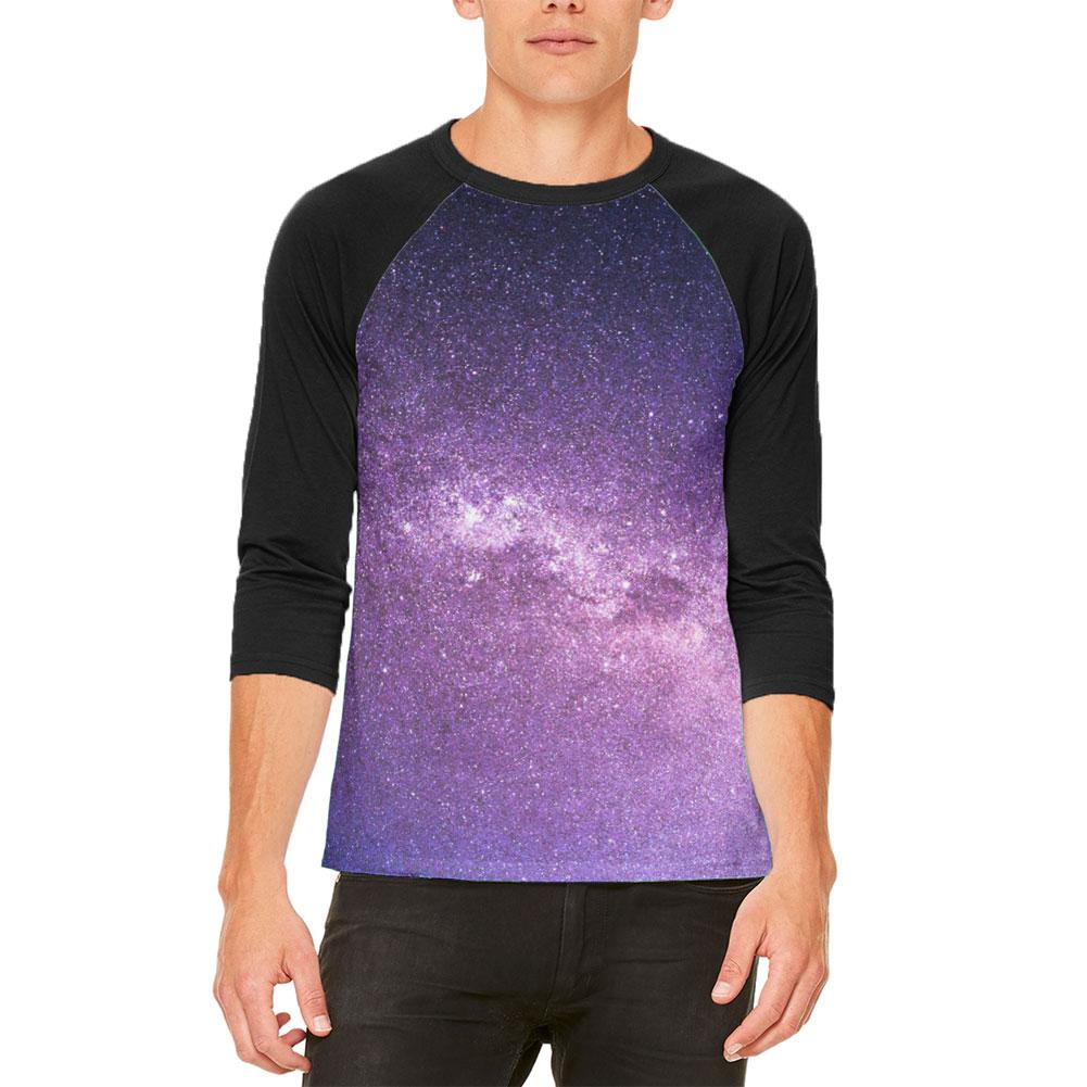 Halloween Galaxy Space Stars Mens Raglan T Shirt Men's T-Shirts Old Glory 2XL White-Black
