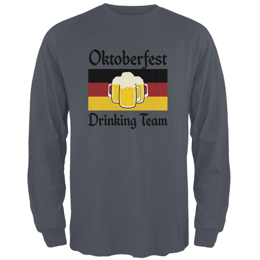 Oktoberfest Drinking Team Flag German Beer Mens Long Sleeve T Shirt Men's Long Sleeves Old Glory LG Charcoal