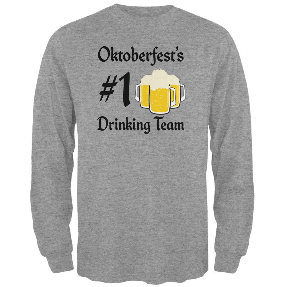 Oktoberfest Number 1 Drinking Team German Beer Mens Long Sleeve T Shirt Men's Long Sleeves Old Glory 2XL Heather