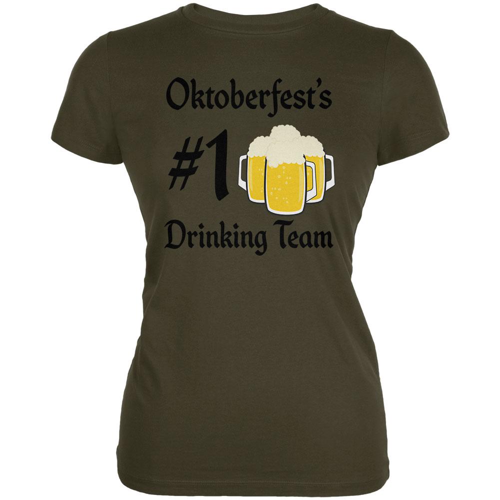 Oktoberfest Number 1 Drinking Team German Beer Juniors Soft T Shirt Juniors T-Shirts Old Glory 2XL Army