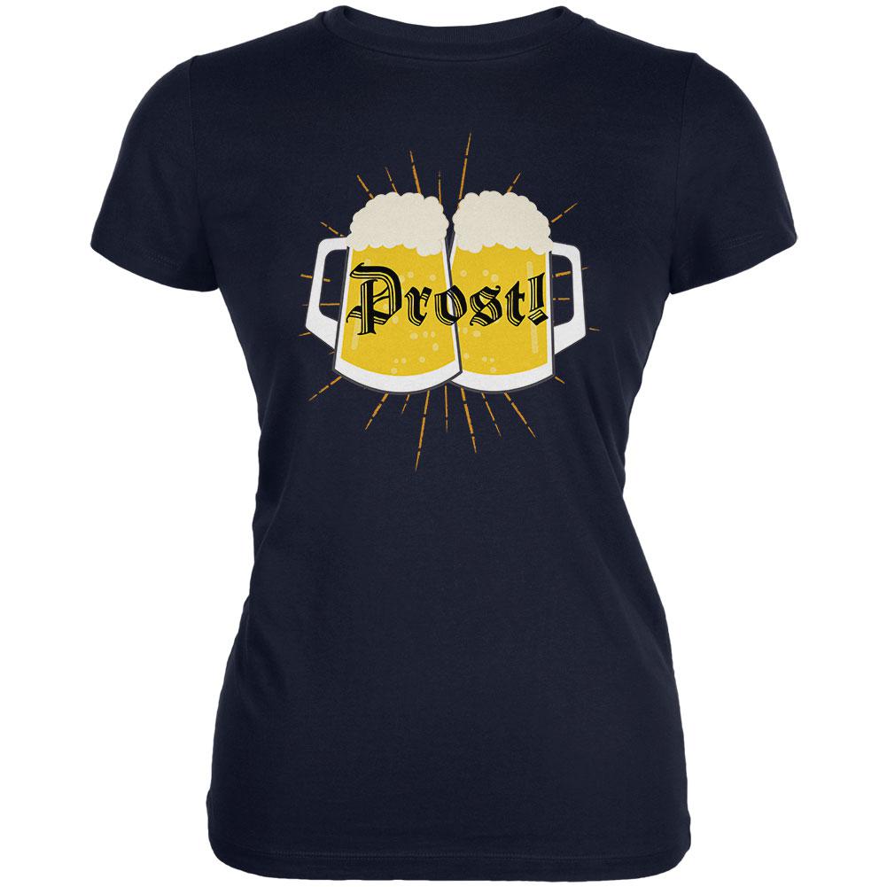 Oktoberfest Prost Cheers German Beer Juniors Soft T Shirt Juniors T-Shirts Old Glory 2XL Navy