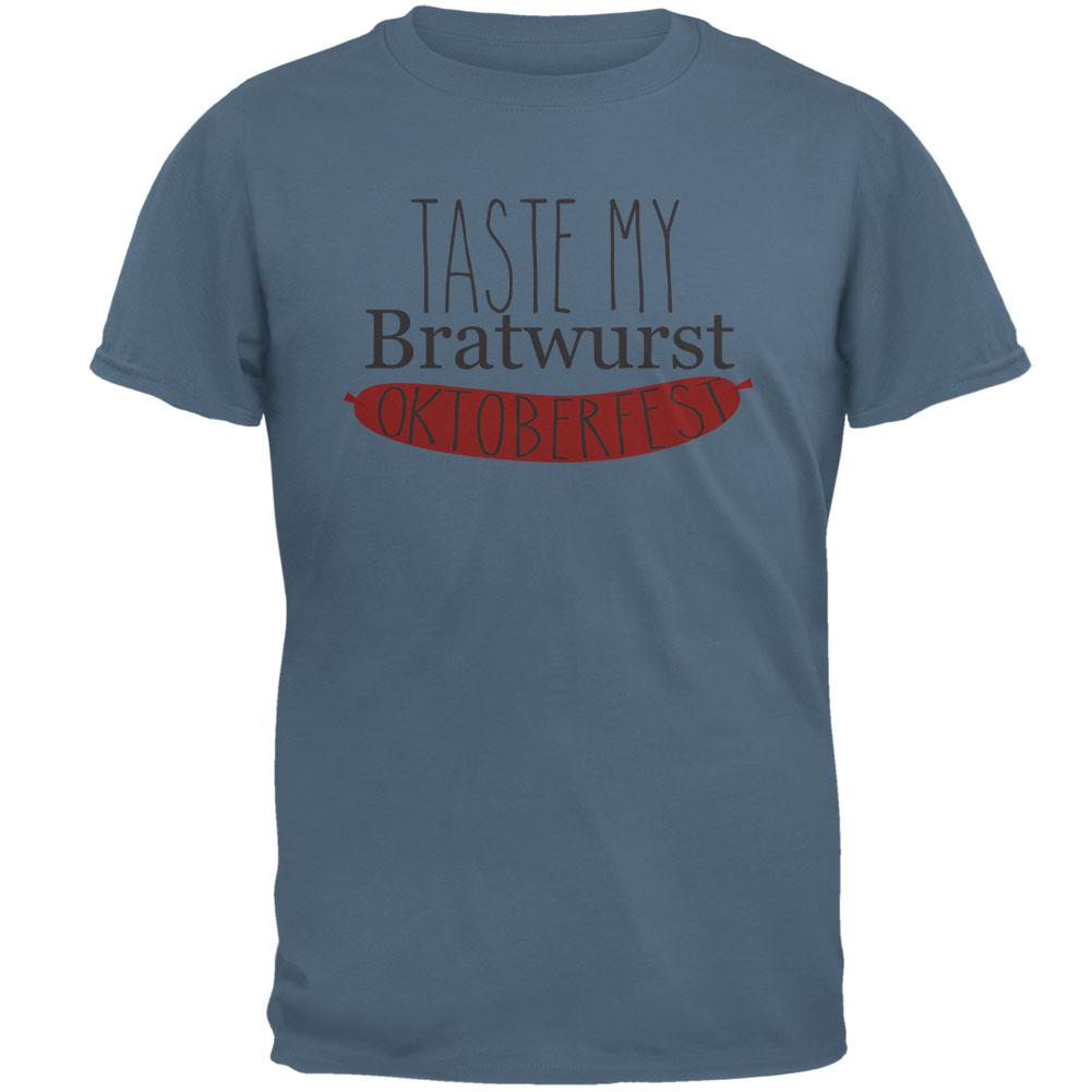 Oktoberfest Taste My Bratwurst German Mens T Shirt Men's T-Shirts Old Glory 2XL Indigo Blue
