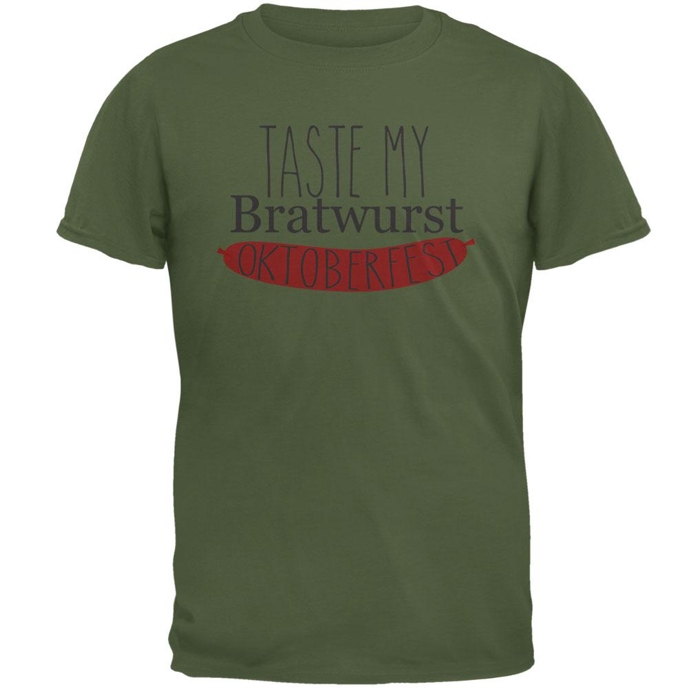 Oktoberfest Taste My Bratwurst German Mens T Shirt Men's T-Shirts Old Glory 2XL Military Green