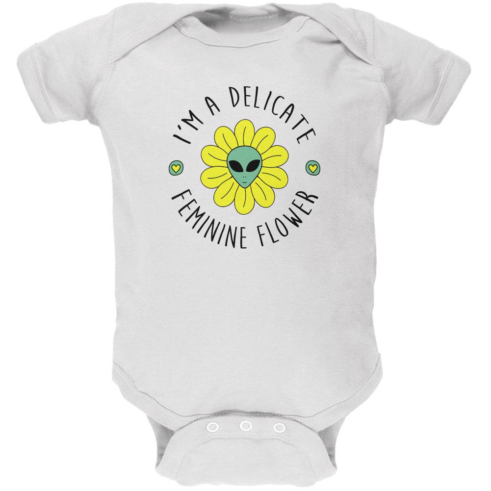 Halloween I'm a Delicate Feminine Flower Alien Soft Baby One Piece Baby One Piece Old Glory 12MO White