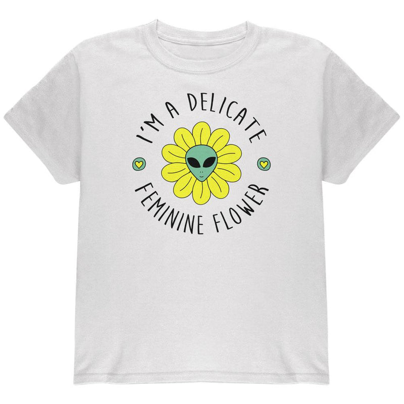 Halloween I'm a Delicate Feminine Flower Alien Youth T Shirt Youth T-Shirts Old Glory LG White