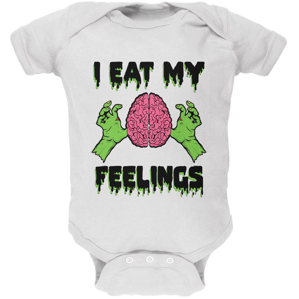 Halloween I Eat My Feelings Zombie Brain Soft Baby One Piece Baby One Piece Old Glory 12MO White