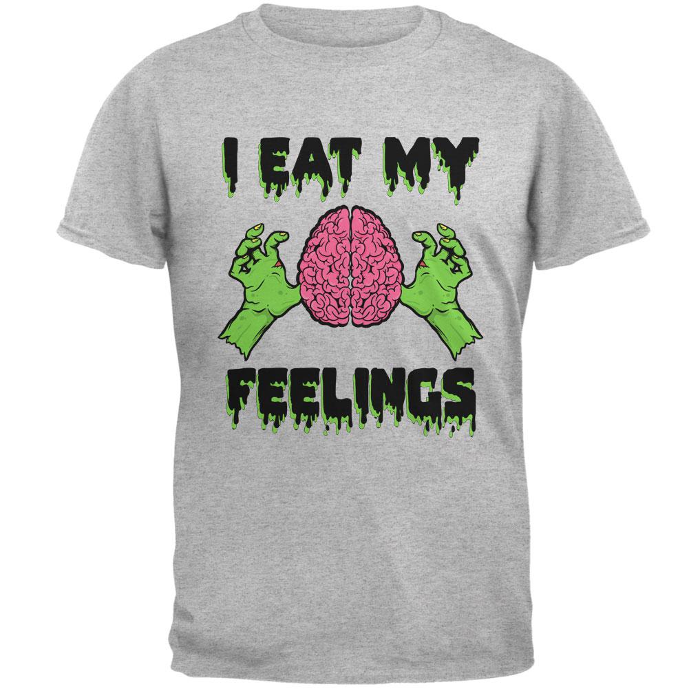 Halloween I Eat My Feelings Zombie Brain Mens T Shirt Men's T-Shirts Old Glory 2XL Heather