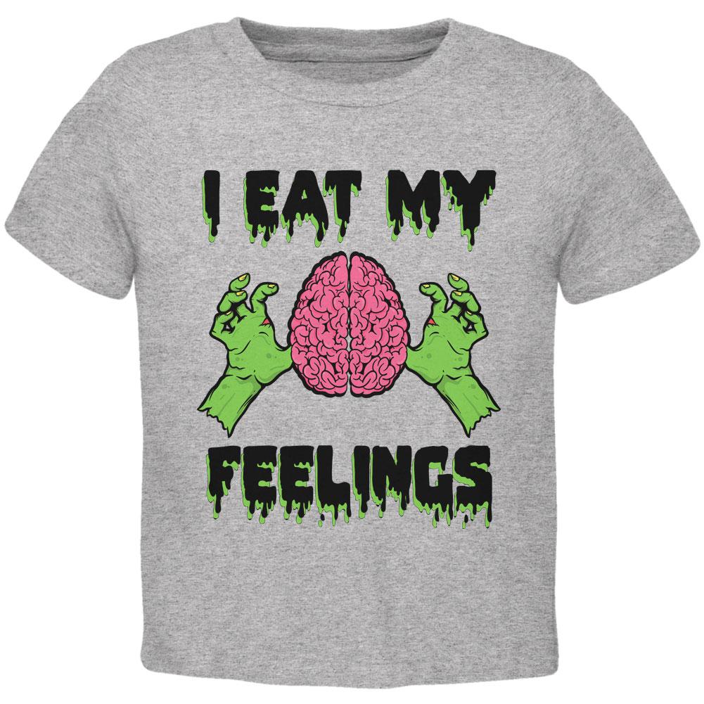 Halloween I Eat My Feelings Zombie Brain Toddler T Shirt Toddler T-Shirts Old Glory 2T Heather