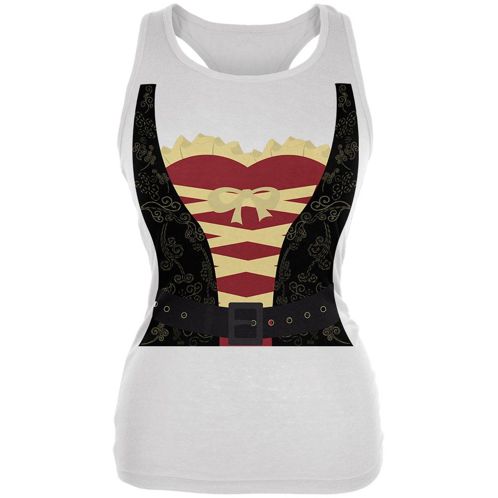 Halloween Spanish Pirate Costume Women Juniors Soft Tank Top Juniors Tank Tops Old Glory 2XL White