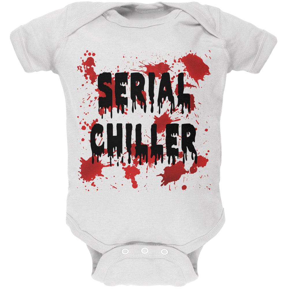 Halloween Serial Chiller Blood Splatter Soft Baby One Piece Baby One Piece Old Glory 12MO White