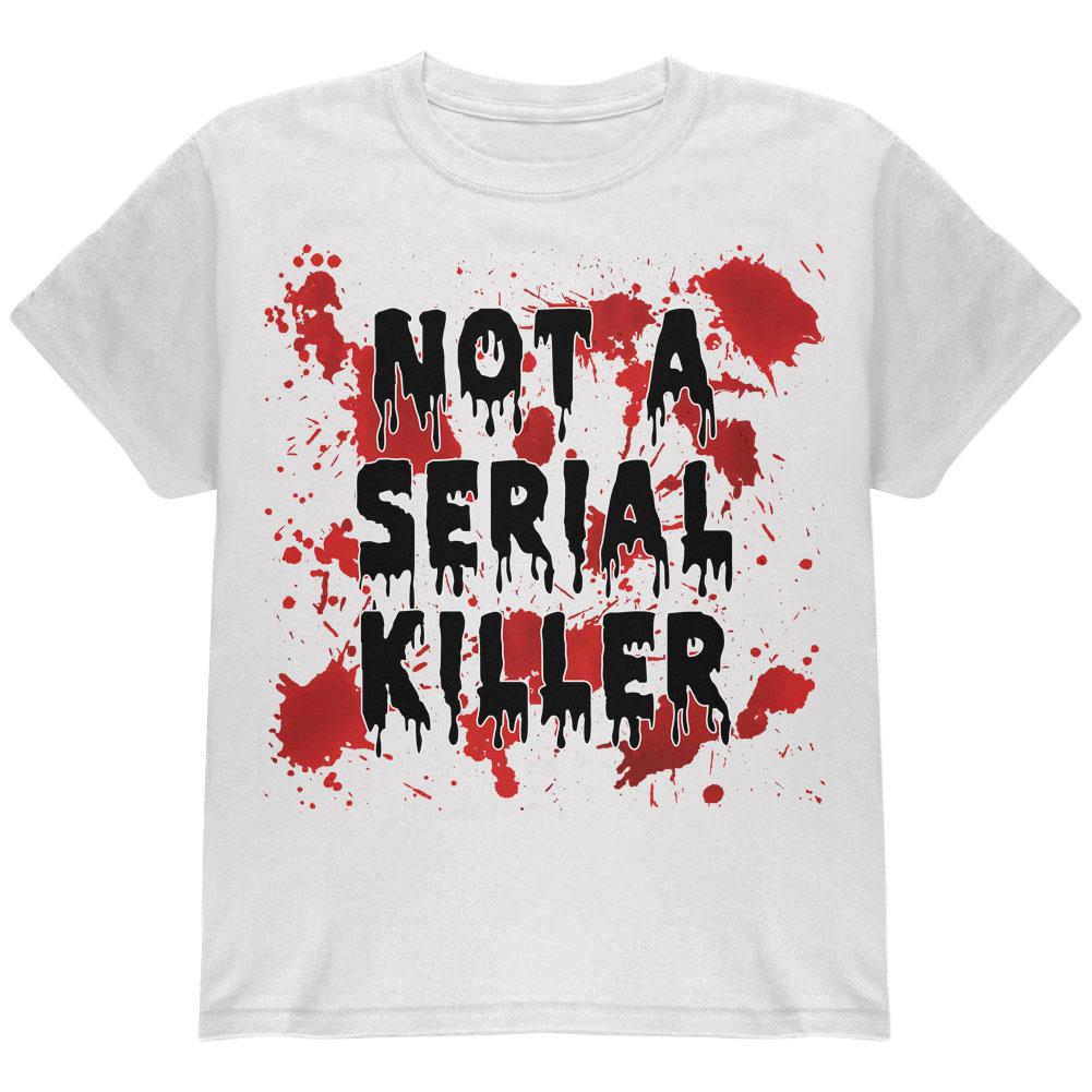 Halloween Not a Serial Killer Blood Splatter Youth T Shirt Youth T-Shirts Old Glory LG White