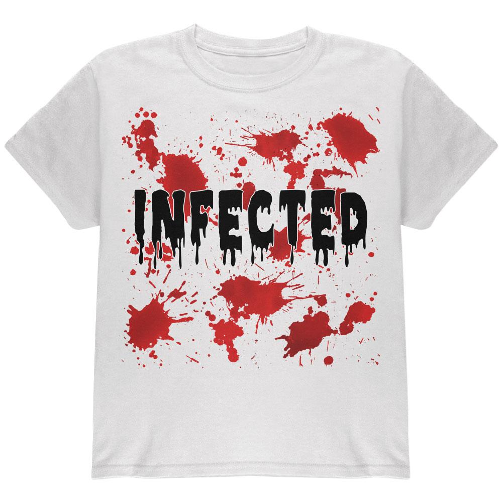 Halloween Infected Blood Splatter Youth T Shirt Youth T-Shirts Old Glory LG White