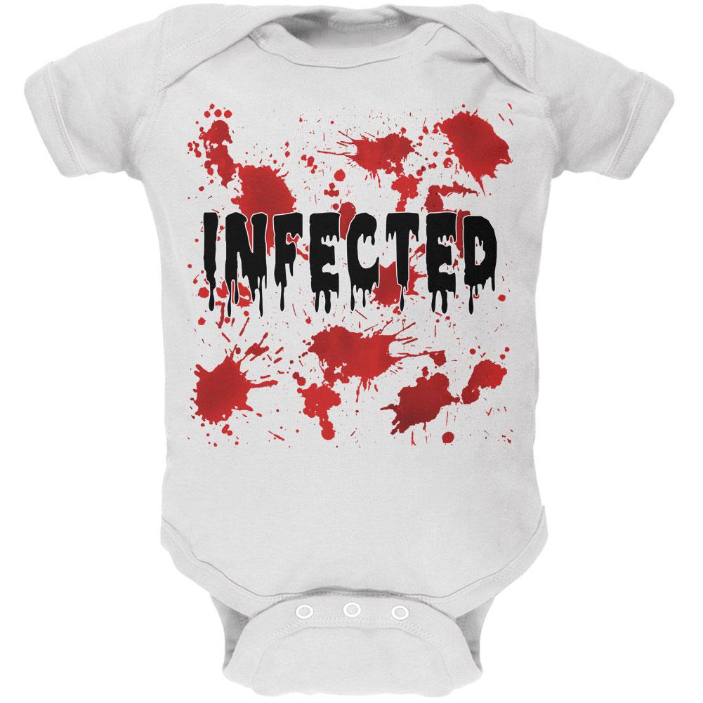 Halloween Infected Blood Splatter Soft Baby One Piece Baby One Piece Old Glory 12MO White
