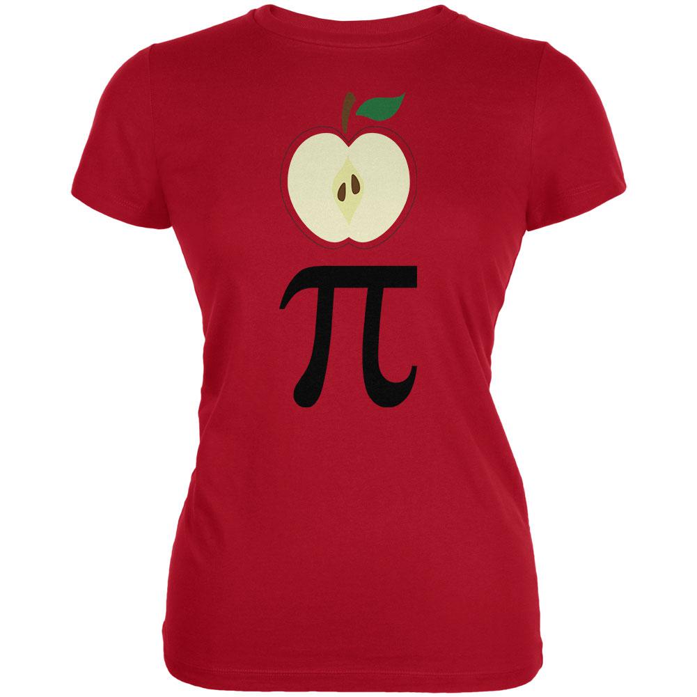 Halloween Math Pi Costume Apple Day Juniors Soft T Shirt Juniors T-Shirts Old Glory 2XL Red