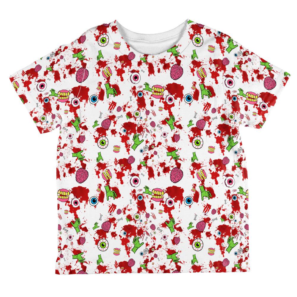 Halloween Zombie Elements Pattern All Over Youth T Shirt Youth T-Shirts Old Glory LG Multi