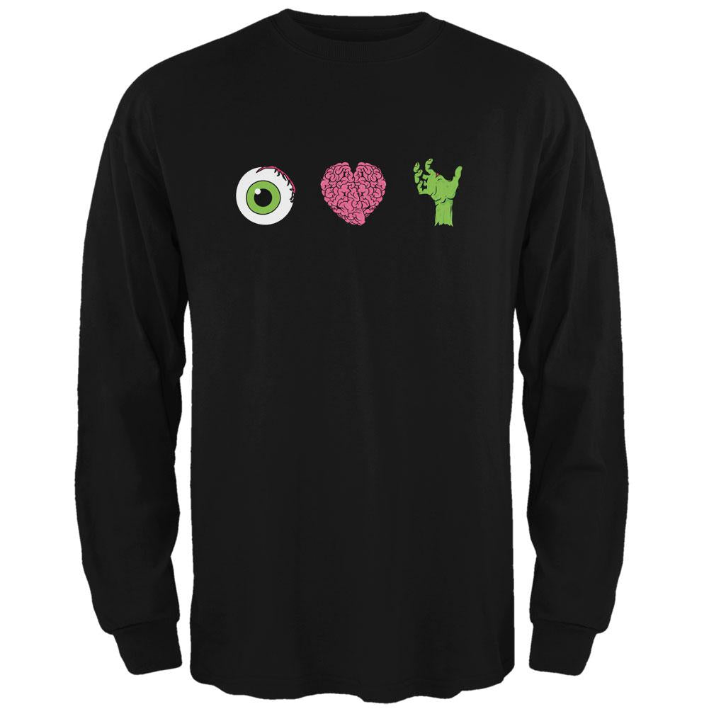 Halloween Eye Heart Zombies Mens Long Sleeve T Shirt Men's Long Sleeves Old Glory 2XL Black