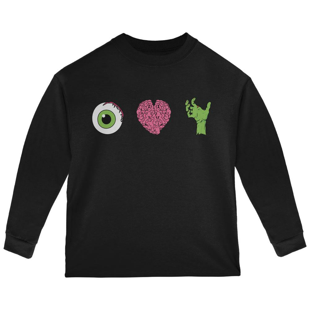 Halloween Eye Heart Zombies Toddler Long Sleeve T Shirt Toddler Long Sleeves Old Glory 2T Black